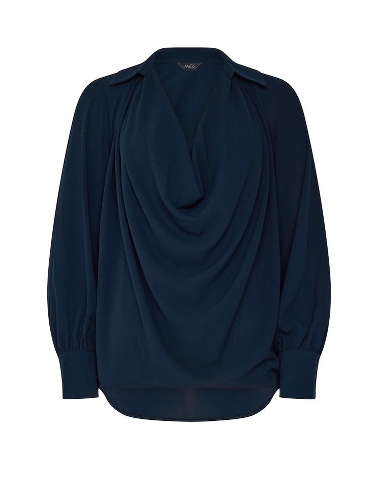 M&Co Blue Drape Front Blouse - Image 5 of 5