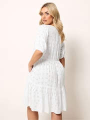 Yours Curve White Broderie Anglaise Tiered Dress - Image 2 of 5