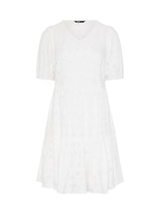 Yours Curve White Broderie Anglaise Tiered Dress - Image 5 of 5