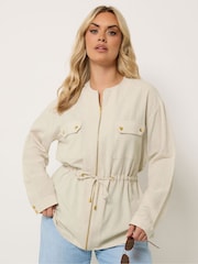 Yours Curve Natural Linen Look Shacket - Image 1 of 5
