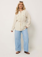 Yours Curve Natural Linen Look Shacket - Image 2 of 5