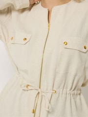 Yours Curve Natural Linen Look Shacket - Image 4 of 5
