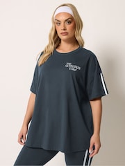 Yours Curve Blue Motivation Club Active T-Shirt - Image 1 of 7