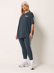 Yours Curve Blue Motivation Club Active T-Shirt - Image 2 of 7