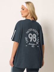 Yours Curve Blue Motivation Club Active T-Shirt - Image 3 of 7