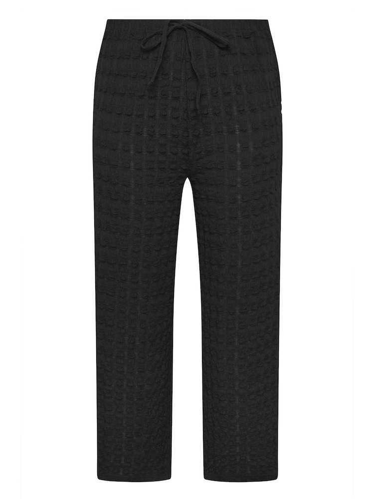 Yours Curve Black Wide Leg Bubble Textured Wide Leg Trousers - Image 5 of 5