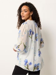 M&Co White Floral Tie Neck Blouse - Image 3 of 5