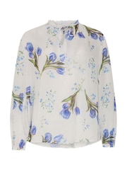 M&Co White Floral Tie Neck Blouse - Image 5 of 5