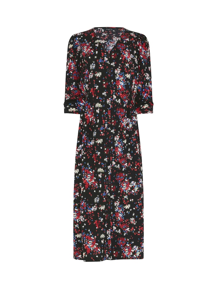 M&Co Black Floral Midi Tea Dress - Image 5 of 5