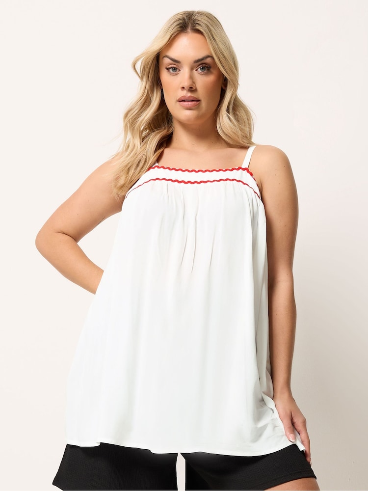 Yours Curve White Ric-Rac Cami - Image 1 of 5