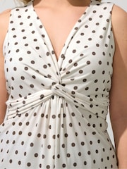 Yours Curve Cream London Sleeveless Knot Front Top - Image 4 of 5