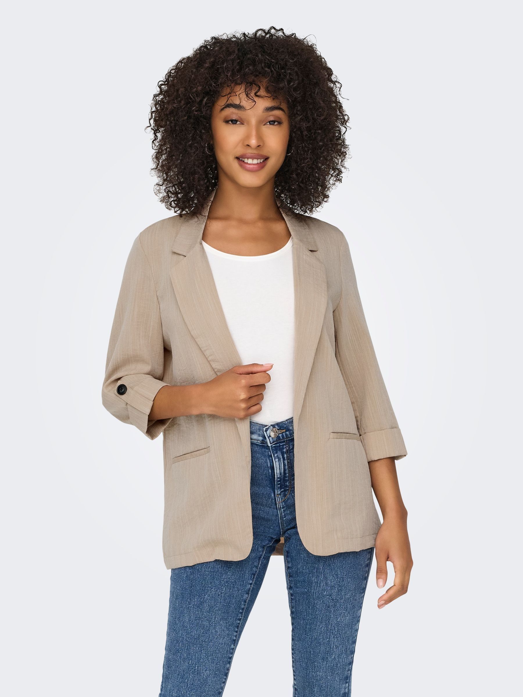 Only Women's Safari Khaki Loose Fit Blazer With Buttoned Cuffs - Image 4