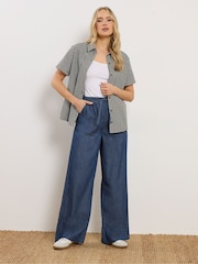 Long Tall Sally Blue Pull On Wide Leg Jeans - Image 1 of 6