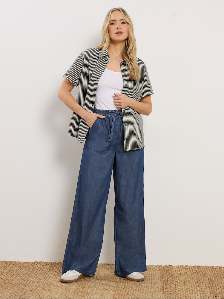 Long Tall Sally Blue Pull On Wide Leg Jeans - Image 1 of 6