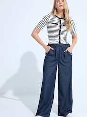 Long Tall Sally Blue Pull On Wide Leg Jeans - Image 5 of 6