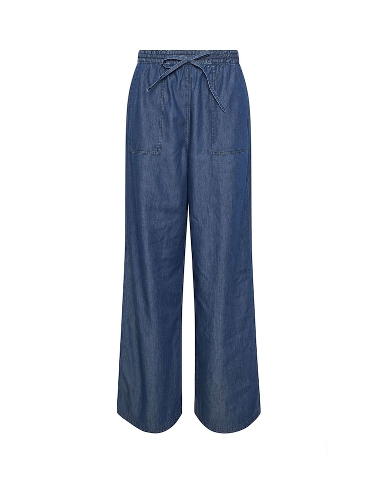 Long Tall Sally Blue Pull On Wide Leg Jeans - Image 6 of 6