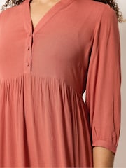 M&Co Brown Tiered Half Placket Maxi Dress - Image 4 of 5