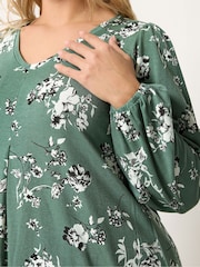 Yours Curve Green Pleated Front Tunic - Image 4 of 5
