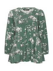 Yours Curve Green Pleated Front Tunic - Image 5 of 5