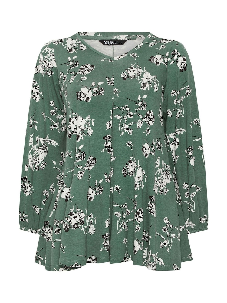 Yours Curve Green Pleated Front Tunic - Image 5 of 5