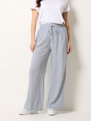 M&Co Blue Stripe Wide Leg Trousers - Image 1 of 5