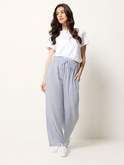 M&Co Blue Stripe Wide Leg Trousers - Image 2 of 5
