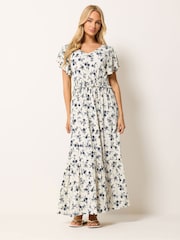 M&Co Natural Shirred Waist Crinkle Dress - Image 2 of 5
