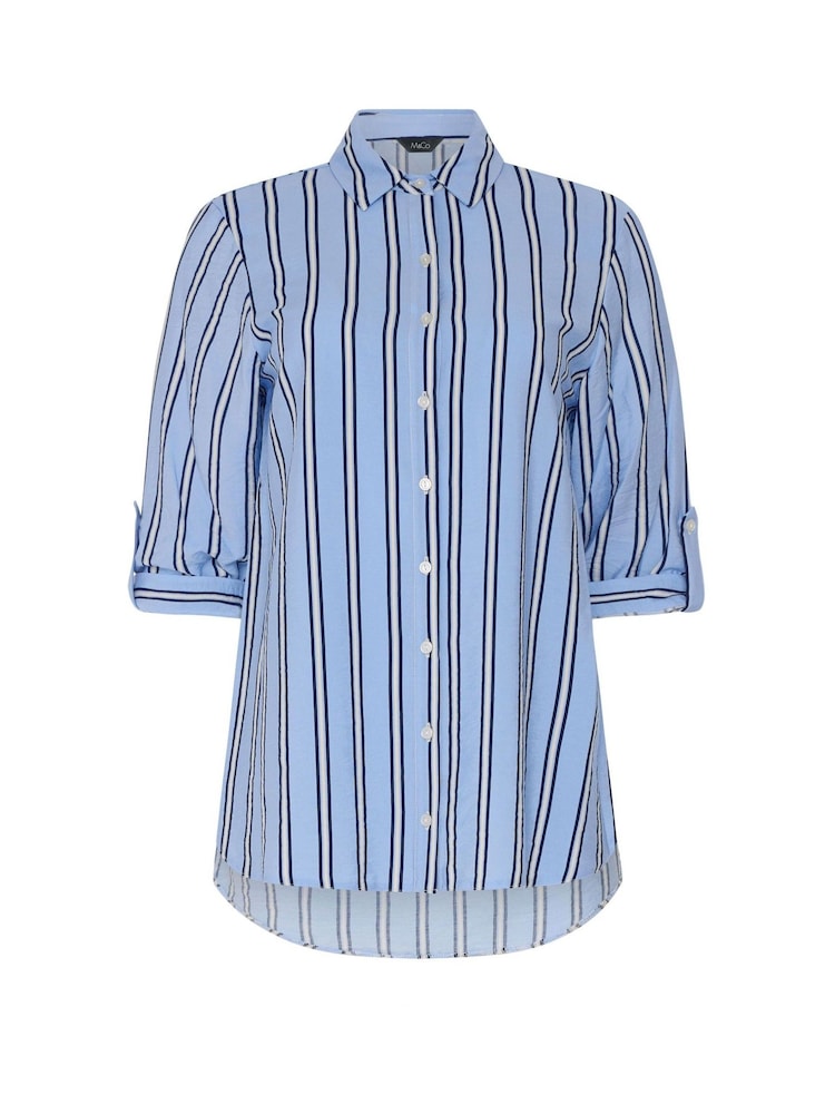 M&Co Blue Tab Sleeve Shirt - Image 5 of 5 M&Co Blue Tab Sleeve Shirt - Image 5 of 5