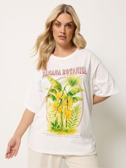 Yours Curve White Placement Relaxed T-Shirt - Image 1 of 5