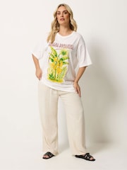 Yours Curve White Placement Relaxed T-Shirt - Image 2 of 5