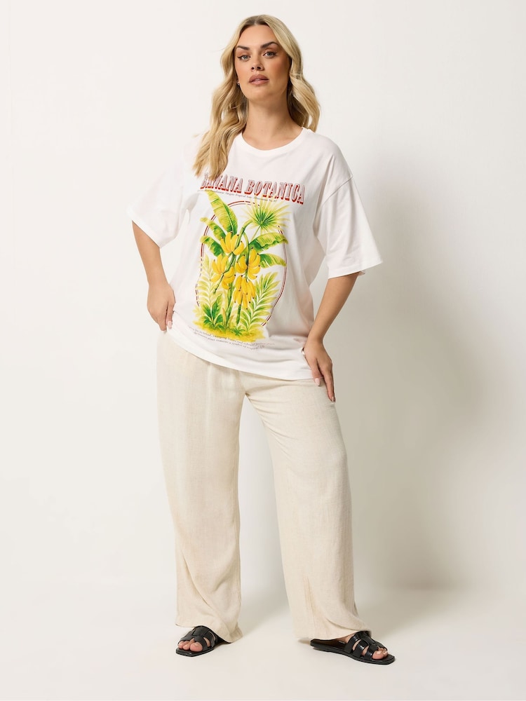 Yours Curve White Placement Relaxed T-Shirt - Image 2 of 5 Yours Curve White Placement Relaxed T-Shirt - Image 2 of 5