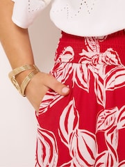 Yours Curve Red Shirred Wide Leg Trousers - Image 4 of 5