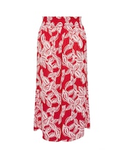 Yours Curve Red Shirred Wide Leg Trousers - Image 5 of 5