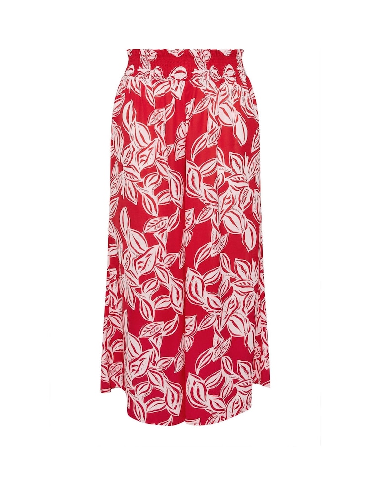 Yours Curve Red Shirred Wide Leg Trousers - Image 5 of 5