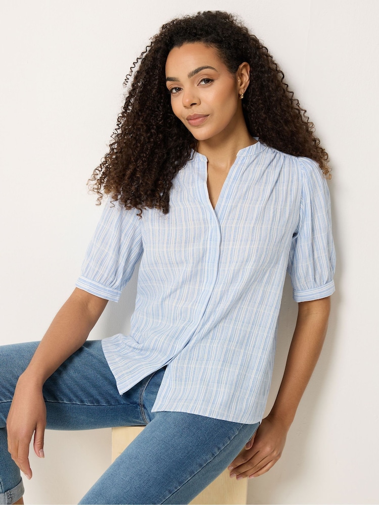 M&Co Blue Short Puff Sleeve Blouse - Image 1 of 5