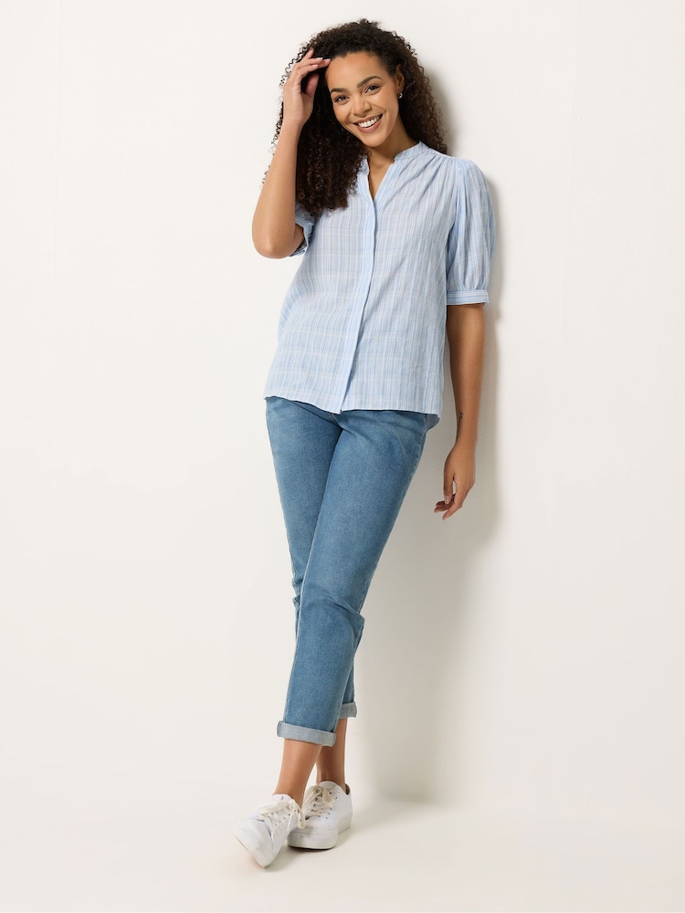 M&Co Blue Short Puff Sleeve Blouse - Image 2 of 5