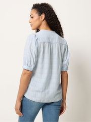 M&Co Blue Short Puff Sleeve Blouse - Image 3 of 5
