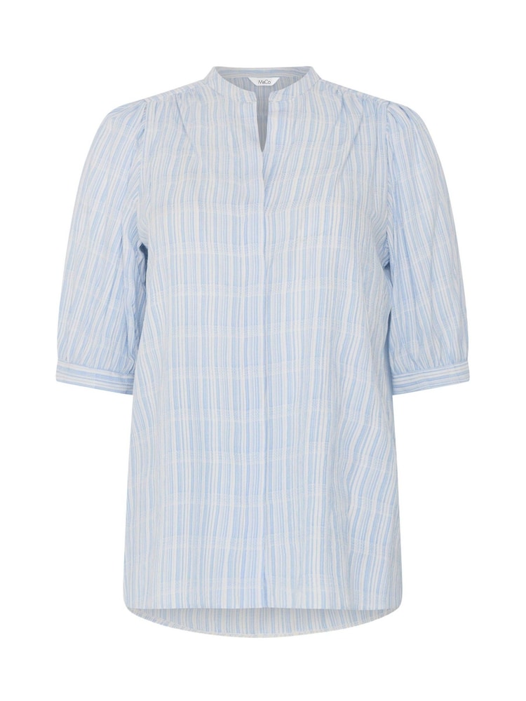 M&Co Blue Short Puff Sleeve Blouse - Image 5 of 5