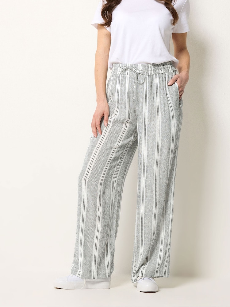 M&Co Grey Stripe Wide Leg Trousers - Image 1 of 5 M&Co Grey Stripe Wide Leg Trousers - Image 1 of 5
