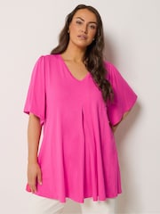 Yours Curve Pink Pleated Front Tunics - Image 1 of 5