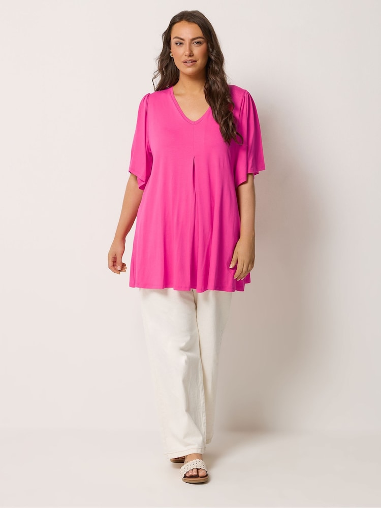 Yours Curve Pink Pleated Front Tunics - Image 2 of 5