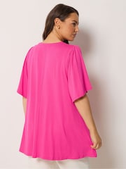 Yours Curve Pink Pleated Front Tunics - Image 3 of 5