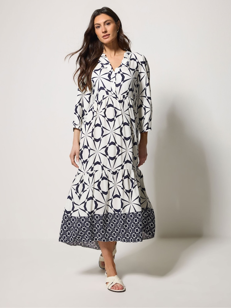 M&Co Blue Tiered Maxi Dress - Image 1 of 5