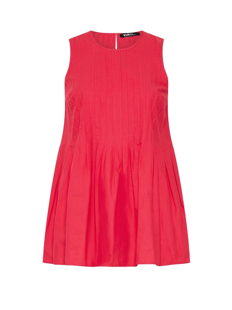 Yours Curve Red Pleated Peplum Top - Image 5 of 5