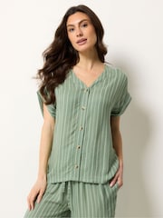 M&Co Green Short Puff Sleeve Blouse - Image 1 of 5