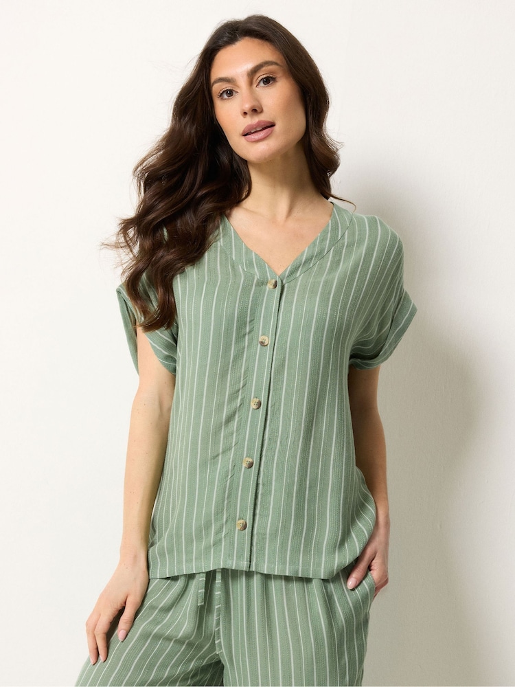 M&Co Green Short Puff Sleeve Blouse - Image 1 of 5