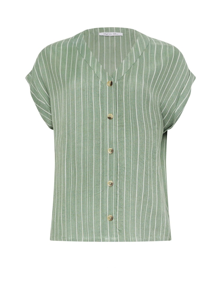 M&Co Green Short Puff Sleeve Blouse - Image 5 of 5