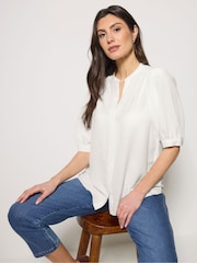 M&Co White Short Puff Sleeve Blouse - Image 1 of 6
