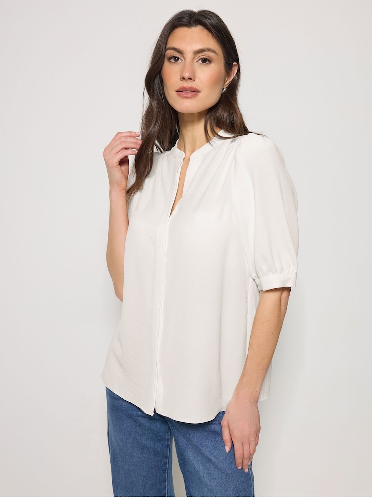 M&Co White Short Puff Sleeve Blouse - Image 2 of 6