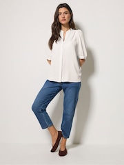 M&Co White Short Puff Sleeve Blouse - Image 3 of 6